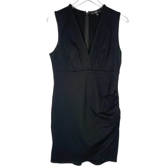 Lulus L Womens Cocktail Hour Black Sleeveless Tulip Mini Dress - Picture 2 of 11